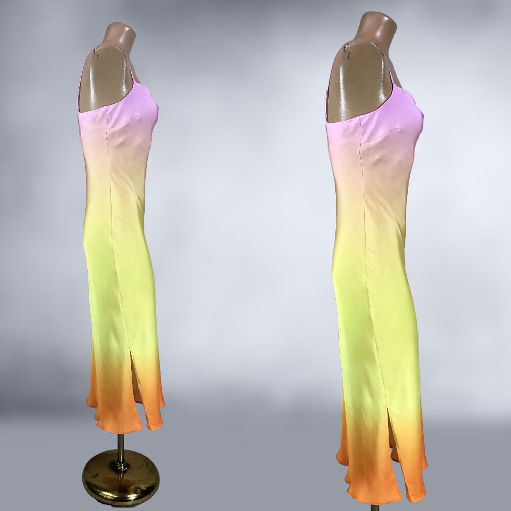 Express 2021 Rainbow Ombre Satin Bias Slip Dress NWT - Picture 6 of 10